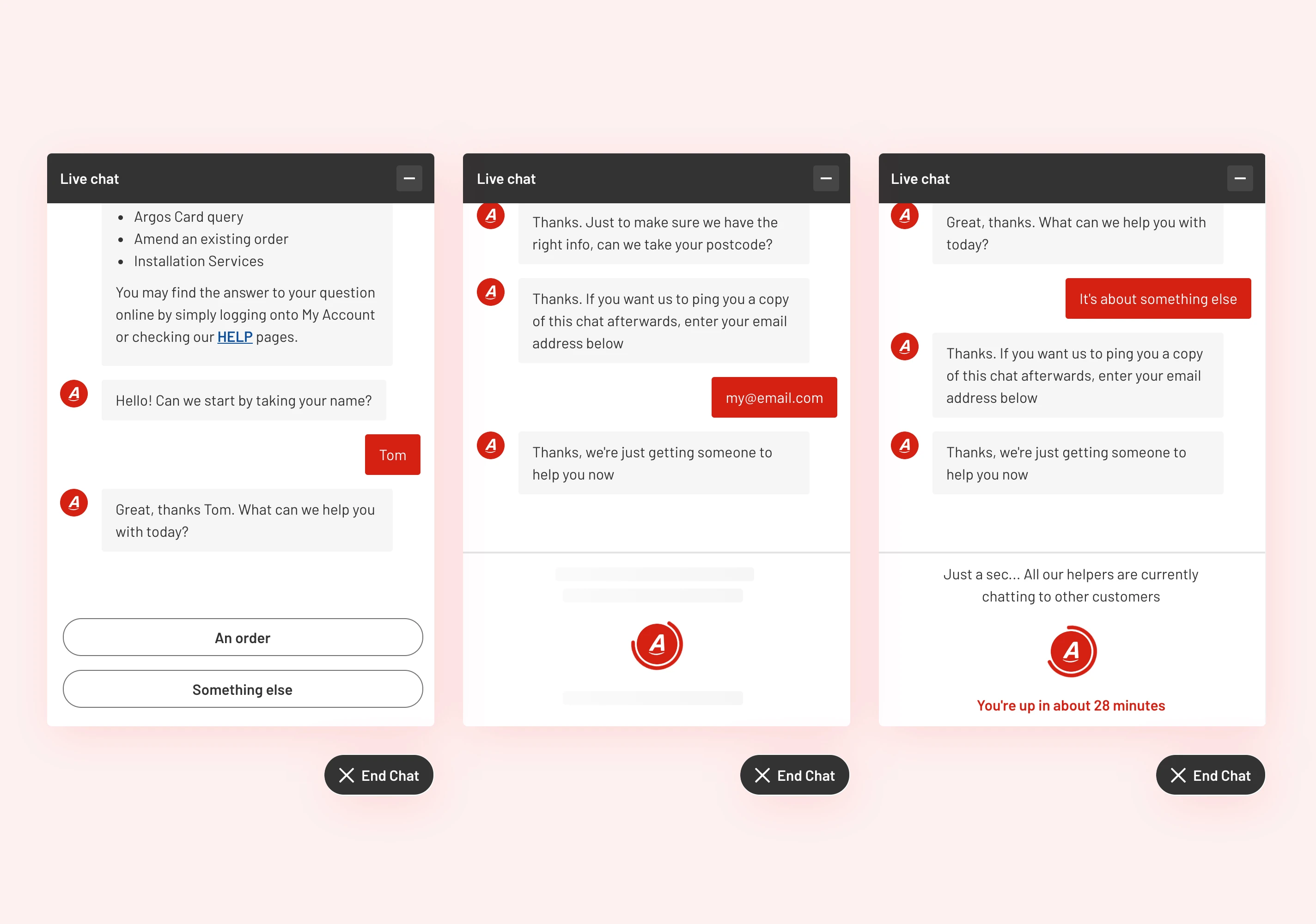 Screenshot of Contact center chat project