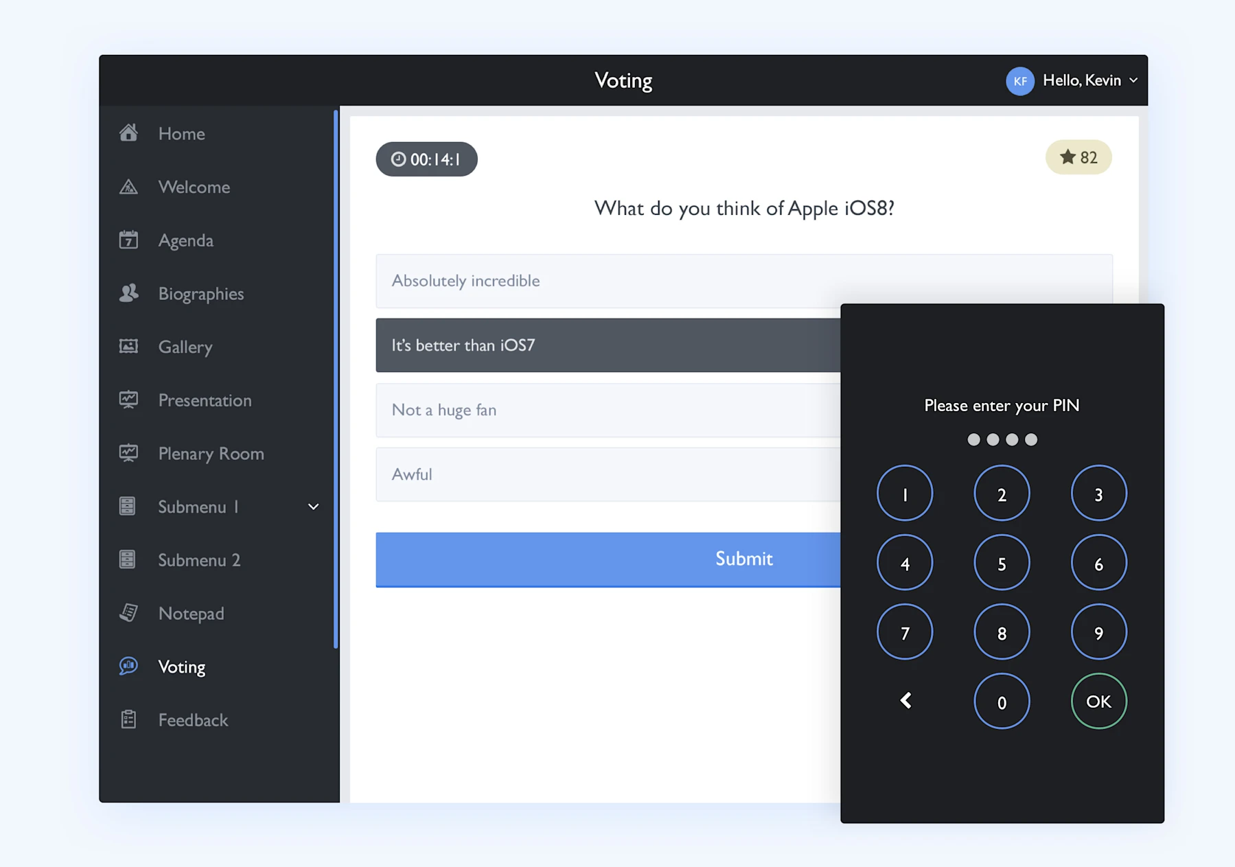 Screenshot of Hybrid event app project